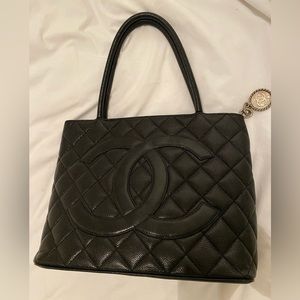 Chanel caviar leather medallion tote